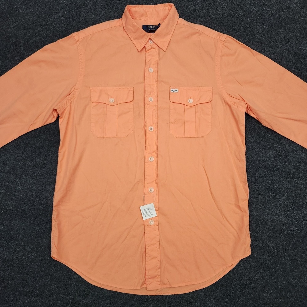 Polo Ralph Lauren Mens Medium Orange Beach Twill Button Up Shirt NEW